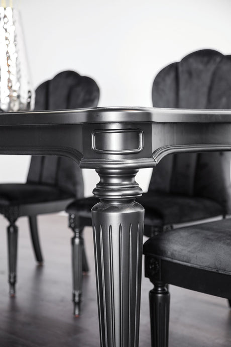 Melodi Parc Glam Dining Collection - 84" Table, Fluted-Leg Upholstered Chairs & Server in Black or Silver – Black & Silver, view 7