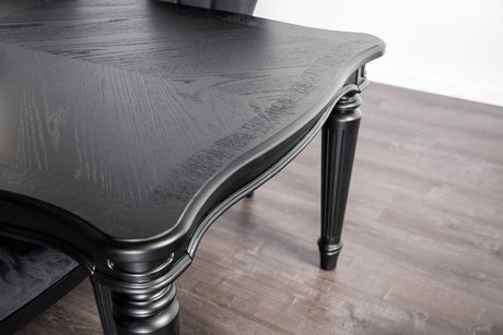 Melodi Parc Glam Dining Collection - 84" Table, Fluted-Leg Upholstered Chairs & Server in Black or Silver – Black & Silver, view 8