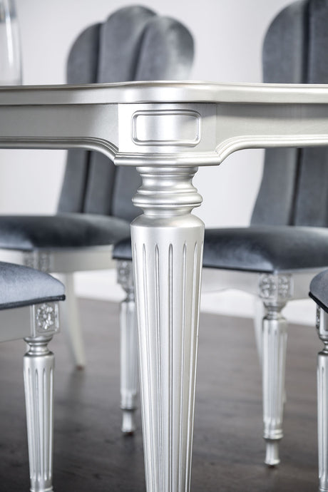 Melodi Parc Glam Dining Collection - 84" Table, Fluted-Leg Upholstered Chairs & Server in Black or Silver – Black & Silver, view 18