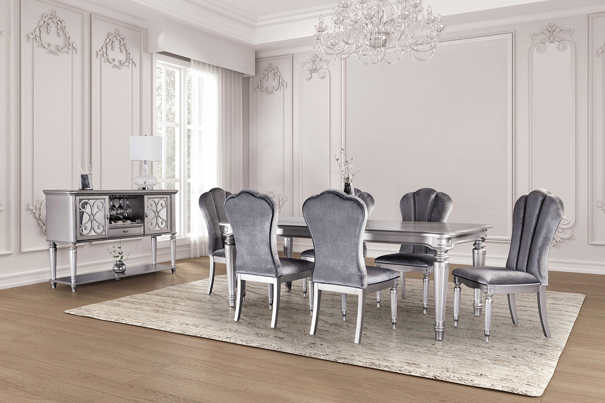 Melodi Parc Glam Dining Collection - 84" Table, Fluted-Leg Upholstered Chairs & Server in Black or Silver – Black & Silver, view 17