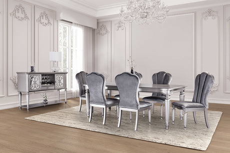 Melodi Parc Glam Dining Collection - 84" Table, Fluted-Leg Upholstered Chairs & Server in Black or Silver – Black & Silver, view 17