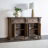 Oakham Rustic 108" Dining Collection - Shield Back Chairs, Hutch & Sideboard in Weathered Oak – Natural & Beige, view 12