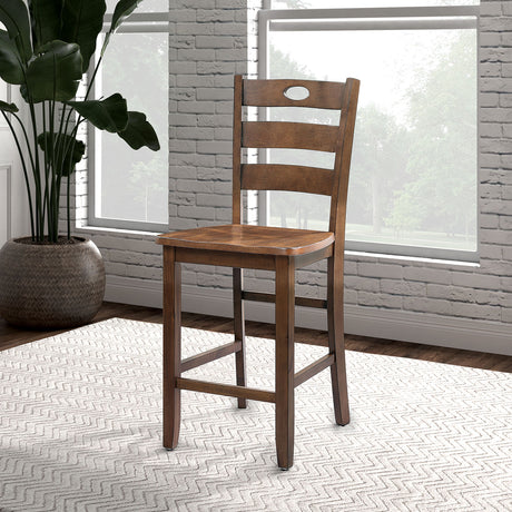 Lubbock 5-Piece Square Dining Set - Standard or Counter Height with Slat Back Chairs in Espresso, Gray or Walnut – Brown & Gray, view 8