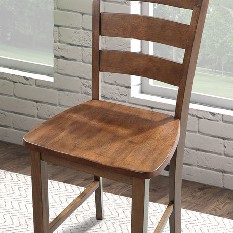Lubbock 5-Piece Square Dining Set - Standard or Counter Height with Slat Back Chairs in Espresso, Gray or Walnut – Brown & Gray, view 9