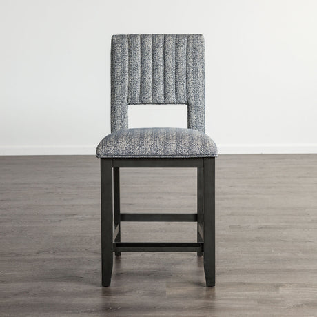 Potton Transitional 60" Counter Height Dining Table & Set - Trestle Base with Storage Drawers in Gray – Gray & Blue, view 9