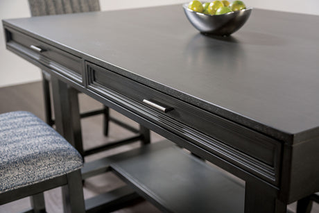 Potton Transitional 60" Counter Height Dining Table & Set - Trestle Base with Storage Drawers in Gray – Gray & Blue, view 3