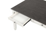 Pendola Rustic Farmhouse 72" Dining Table with Drawers & Set - Slat Back Chairs in Two-Tone Rustic White – White & Brown, view 6