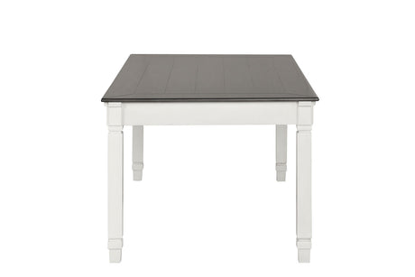 Pendola Rustic Farmhouse 72" Dining Table with Drawers & Set - Slat Back Chairs in Two-Tone Rustic White – White & Brown, view 8
