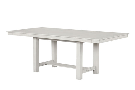 Ferrone Farmhouse 84" Extendable Dining Table & Set - Plank Top, Block Trestle Base & Cross Back Chairs in Rustic White Oak – Natural & White, view 4