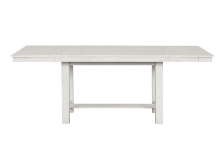 Ferrone Farmhouse 84" Extendable Dining Table & Set - Plank Top, Block Trestle Base & Cross Back Chairs in Rustic White Oak – Natural & White, view 5