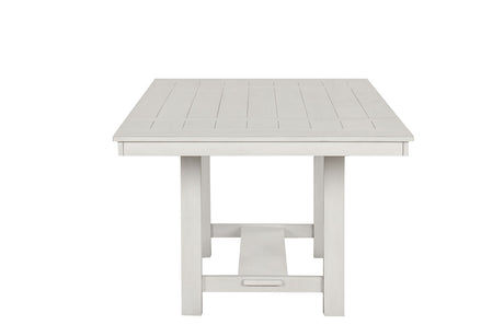 Ferrone Farmhouse 84" Extendable Dining Table & Set - Plank Top, Block Trestle Base & Cross Back Chairs in Rustic White Oak – Natural & White, view 6