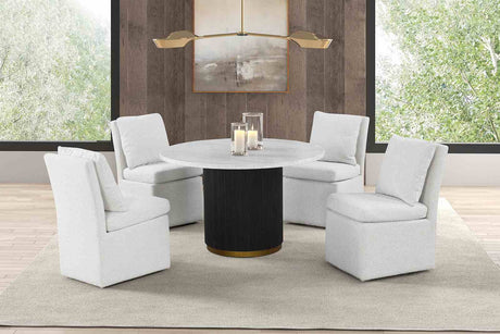 Varde Glam 54" Round Marble Dining Table & Set - Round Table Only (54")