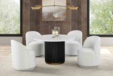 Varde Glam 54" Round Marble Dining Table & Set - 5pcs- Round Table + 4 Swivel Chairs