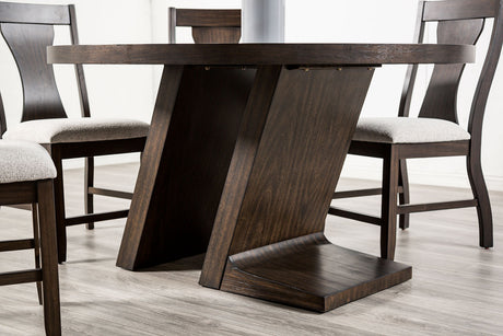 Holsworthy Contemporary Dining Table & 5-Piece Set - 54" Round or 72" Rectangular with Angled Pedestal Legs in Espresso – Brown, view 3