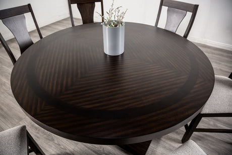 Holsworthy Contemporary Dining Table & 5-Piece Set - 54" Round or 72" Rectangular with Angled Pedestal Legs in Espresso – Brown, view 5