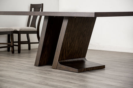 Holsworthy Contemporary Dining Table & 5-Piece Set - 54" Round or 72" Rectangular with Angled Pedestal Legs in Espresso – Brown, view 7