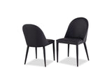 Lenvik Contemporary 71" Ceramic Top Dining Table & Set - Iron X-Base & Arched Stitch Upholstered Chairs in Black or Brown – Black & Brown, view 11