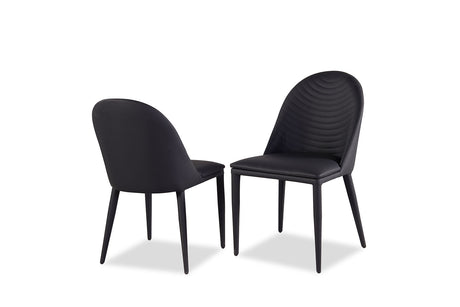Lenvik Contemporary 71" Ceramic Top Dining Table & Set - Iron X-Base & Arched Stitch Upholstered Chairs in Black or Brown – Black & Brown, view 11
