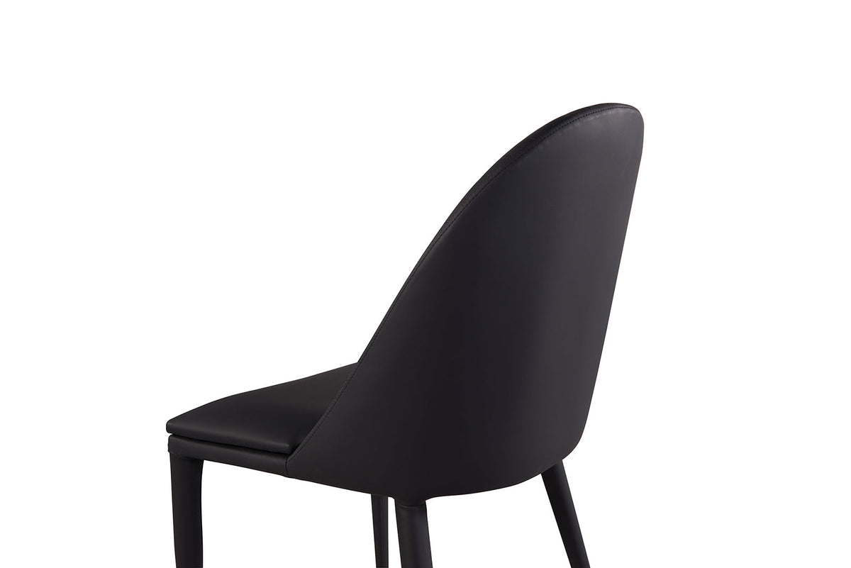 Lenvik Contemporary 71" Ceramic Top Dining Table & Set - Iron X-Base & Arched Stitch Upholstered Chairs in Black or Brown – Black & Brown, view 12