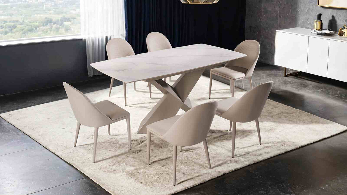 Lenvik Contemporary 71" Ceramic Top Dining Table & Set - Table Only (71")