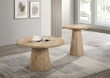 Halewood Contemporary Pedestal Coffee & End Tables - Cone-Shaped Base in Black or Oak – Black & Natural, view 6
