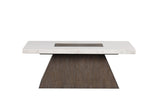 Grasten Contemporary Square Coffee & End Table - Marble Top with Tapered Dark Walnut Base – Brown & White, view 4
