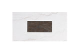 Grasten Contemporary Square Coffee & End Table - Marble Top with Tapered Dark Walnut Base – Brown & White, view 5