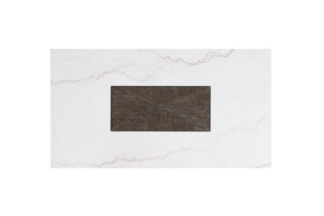 Grasten Contemporary Square Coffee & End Table - Marble Top with Tapered Dark Walnut Base – Brown & White, view 5