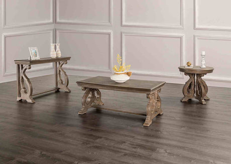 Giordani Traditional Occasional Tables - Carved Details & Scroll Legs in Weathered Oak – Natural & Brown, view 4