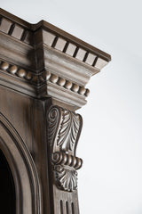 Bromoak Traditional Entertainment Center with Carved Details - Console & Piers in Weathered Oak – Brown & Natural, view 2