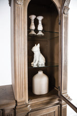 Bromoak Traditional Entertainment Center with Carved Details - Console & Piers in Weathered Oak – Brown & Natural, view 3