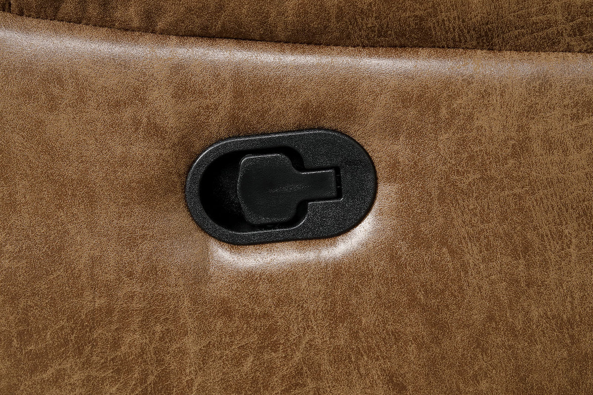 Ezekius Manual Reclining Sofa, Loveseat & Sectional - Drop-Down Table with USB & Cup Holders in Brown – Brown, view 7