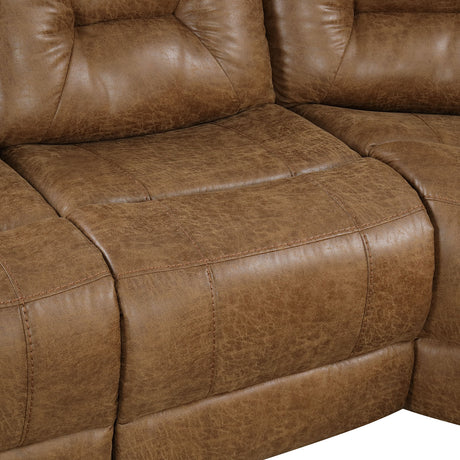 Ezekius Manual Reclining Sofa, Loveseat & Sectional - Drop-Down Table with USB & Cup Holders in Brown – Brown, view 17