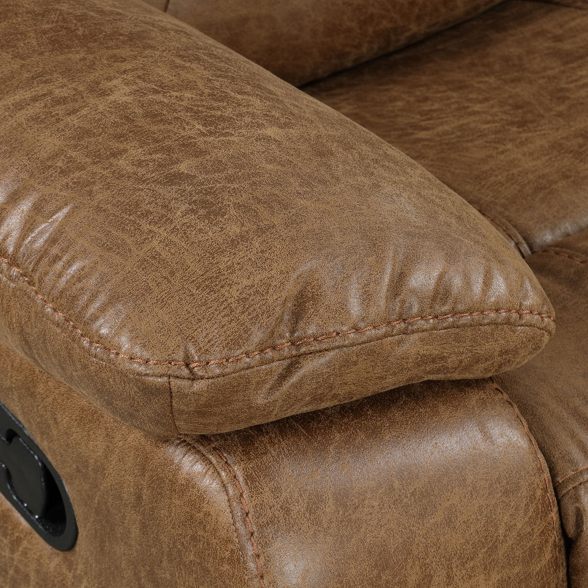 Ezekius Manual Reclining Sofa, Loveseat & Sectional - Drop-Down Table with USB & Cup Holders in Brown – Brown, view 18