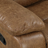 Ezekius Manual Reclining Sofa, Loveseat & Sectional - Drop-Down Table with USB & Cup Holders in Brown – Brown, view 18
