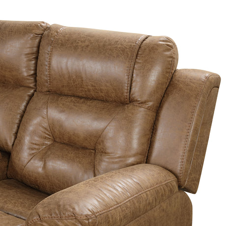 Ezekius Manual Reclining Sofa, Loveseat & Sectional - Drop-Down Table with USB & Cup Holders in Brown – Brown, view 16