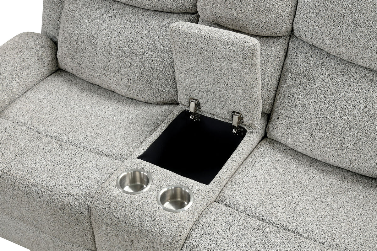 Sandbach Contemporary Reclining Sofa, Console Loveseat & Glider Recliner - Padded Track Arms in Light Gray – Gray, view 7