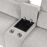 Hieronimus Power Reclining Sectional - Adjustable Headrests & USB Charging in Light Gray Chenille – Gray, view 5
