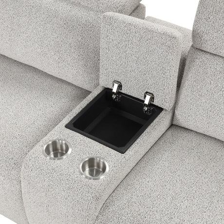 Hieronimus Power Reclining Sectional - Adjustable Headrests & USB Charging in Light Gray Chenille – Gray, view 5