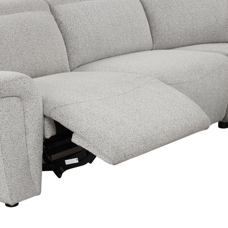 Hieronimus Power Reclining Sectional - Adjustable Headrests & USB Charging in Light Gray Chenille – Gray, view 6