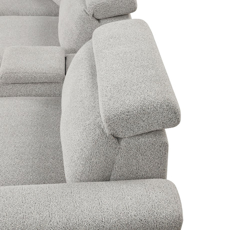 Hieronimus Power Reclining Sectional - Adjustable Headrests & USB Charging in Light Gray Chenille – Gray, view 7