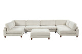 Dagenham Contemporary Modular Sectional Sofa - Corduroy Velvet with Adjustable Back Support – Beige & Gray, view 7