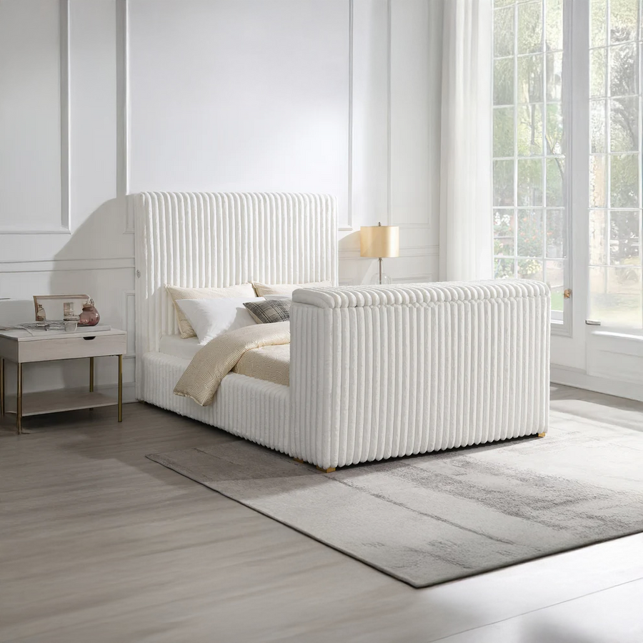 Becca Queen & King Velvet Upholstered Bed with USB Charging