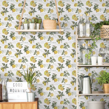 Galerie Just Kitchens Citron Botanical Wallpaper