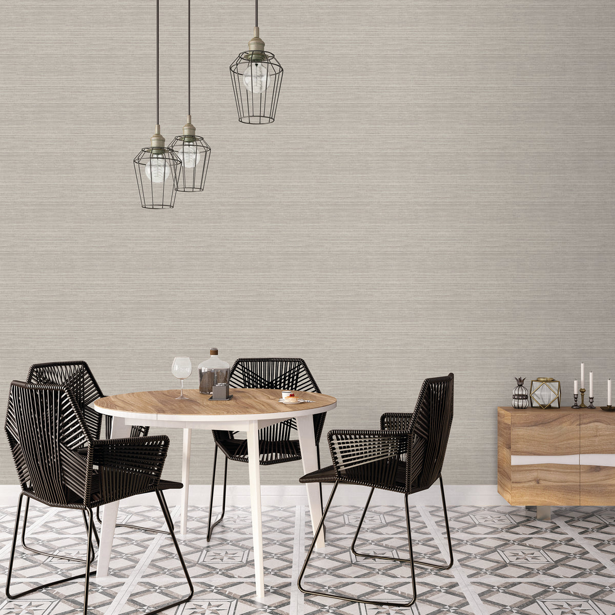 Just Kitchens Grasscloth Wallpaper - Non-Woven, Paste the Wall in 3 Colors