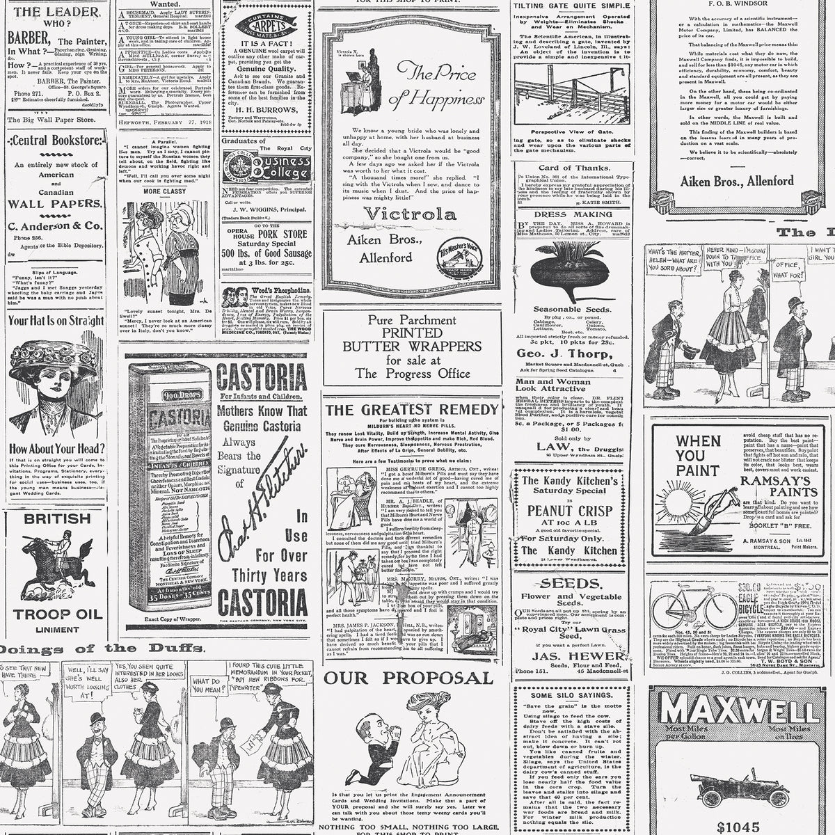 Galerie Just Kitchens Newspaper Wallpaper