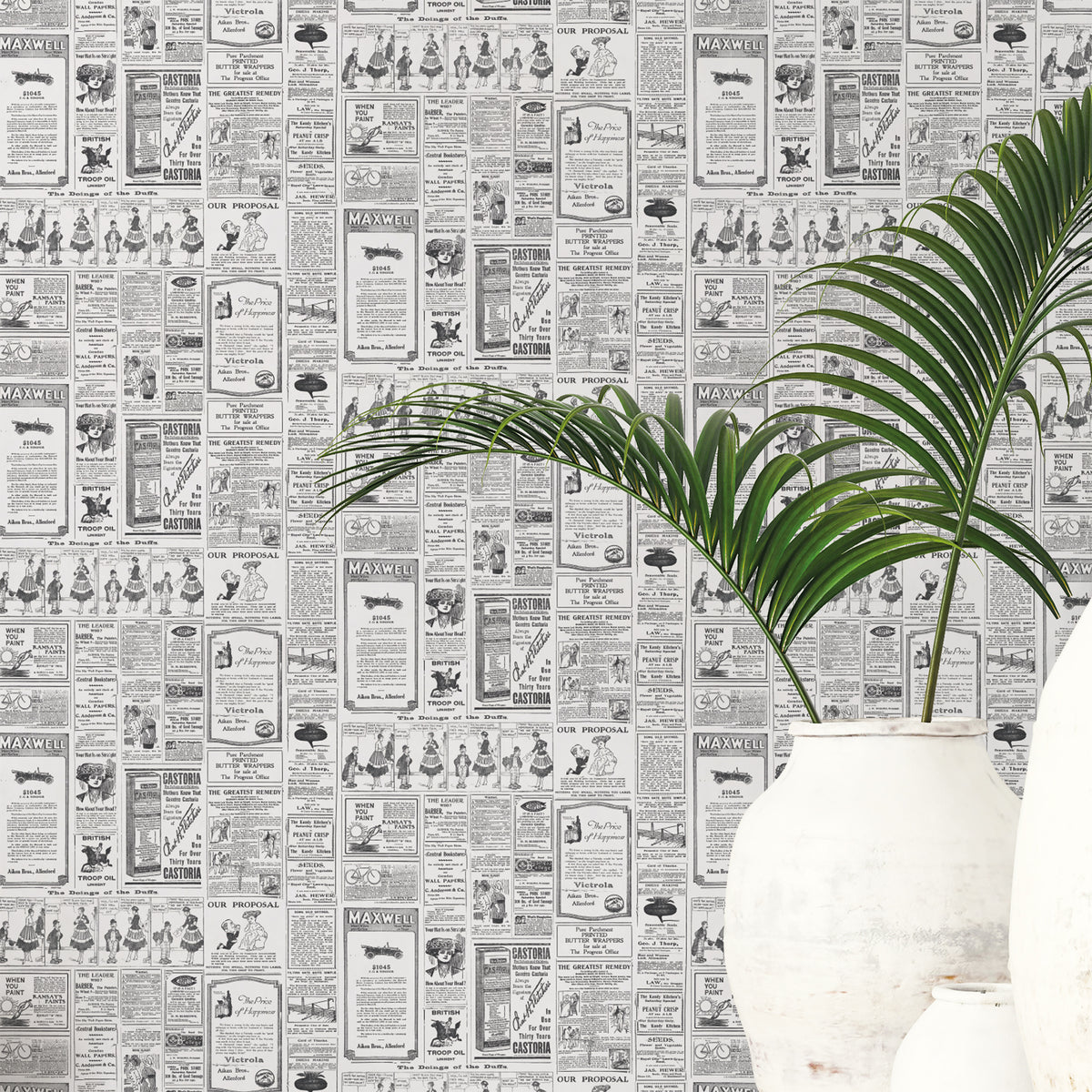 Galerie Just Kitchens Newspaper Wallpaper