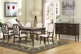 Ginger 7 Piece Traditional Cherry Dining Room Set with Pedestal Table and Padded Chairs