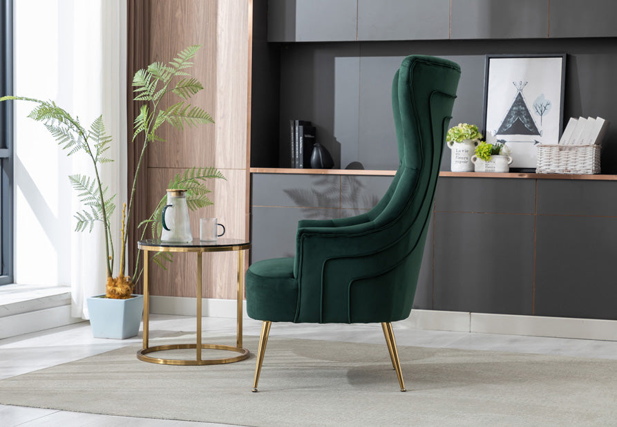 Contemporary gray accent chair positioned in a minimalist living room