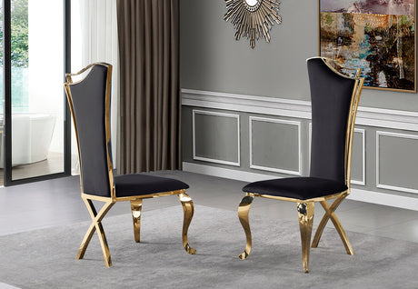 Side profile of Perry velvet dining chair showing ergonomic high back design